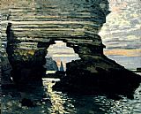 Claude Monet Canvas Paintings - La Porte D Amount Etretat
